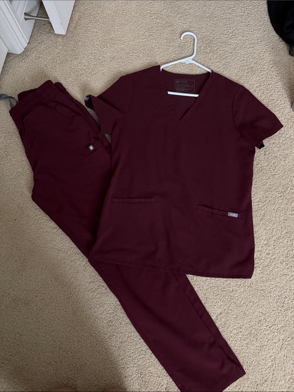 Figs Women's Scrub Top & Jogger Pants - Burgundy - Picture 1 of 1